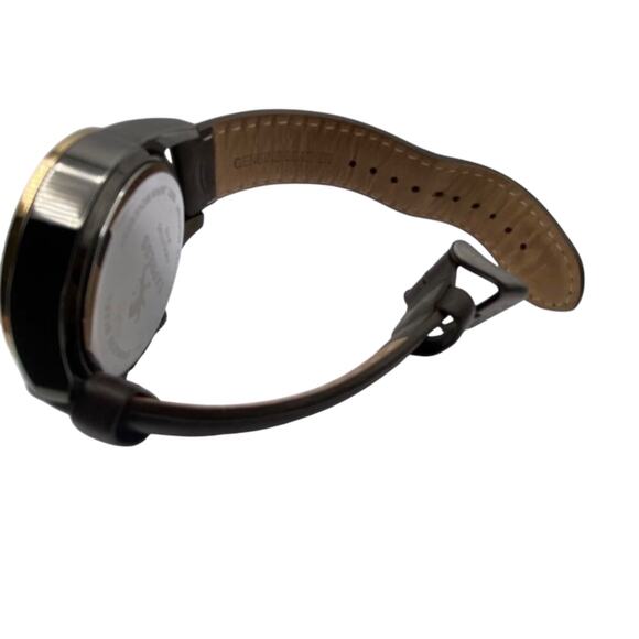 Express Men’s Chronograph Watch Black & Rose Gold | Genuine Leather Strap - Picture 5 of 8